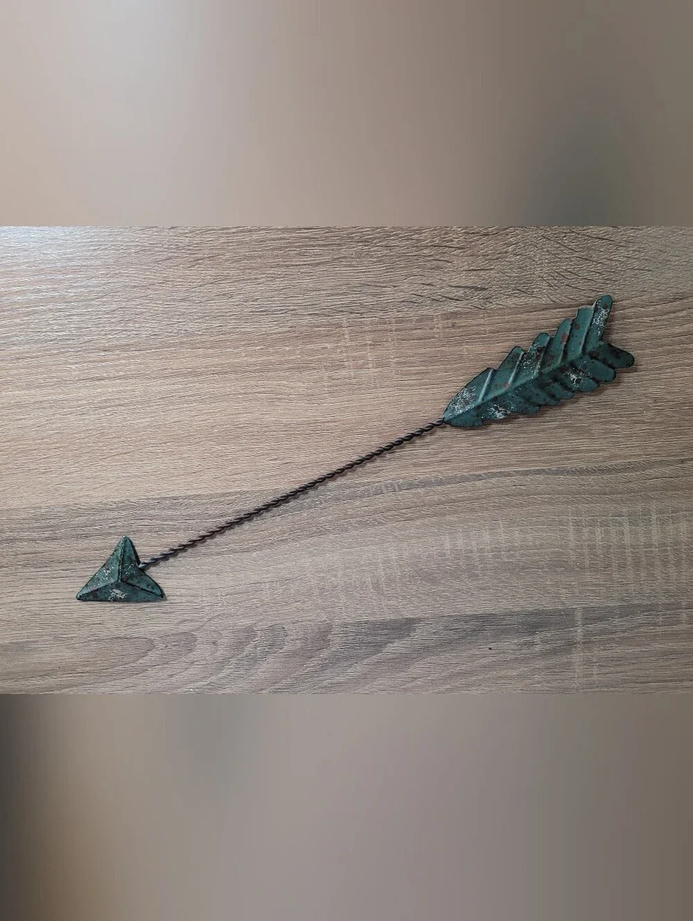 Green Patina Metal Arrow Wall Accent - Rustic Home Wall Decor
